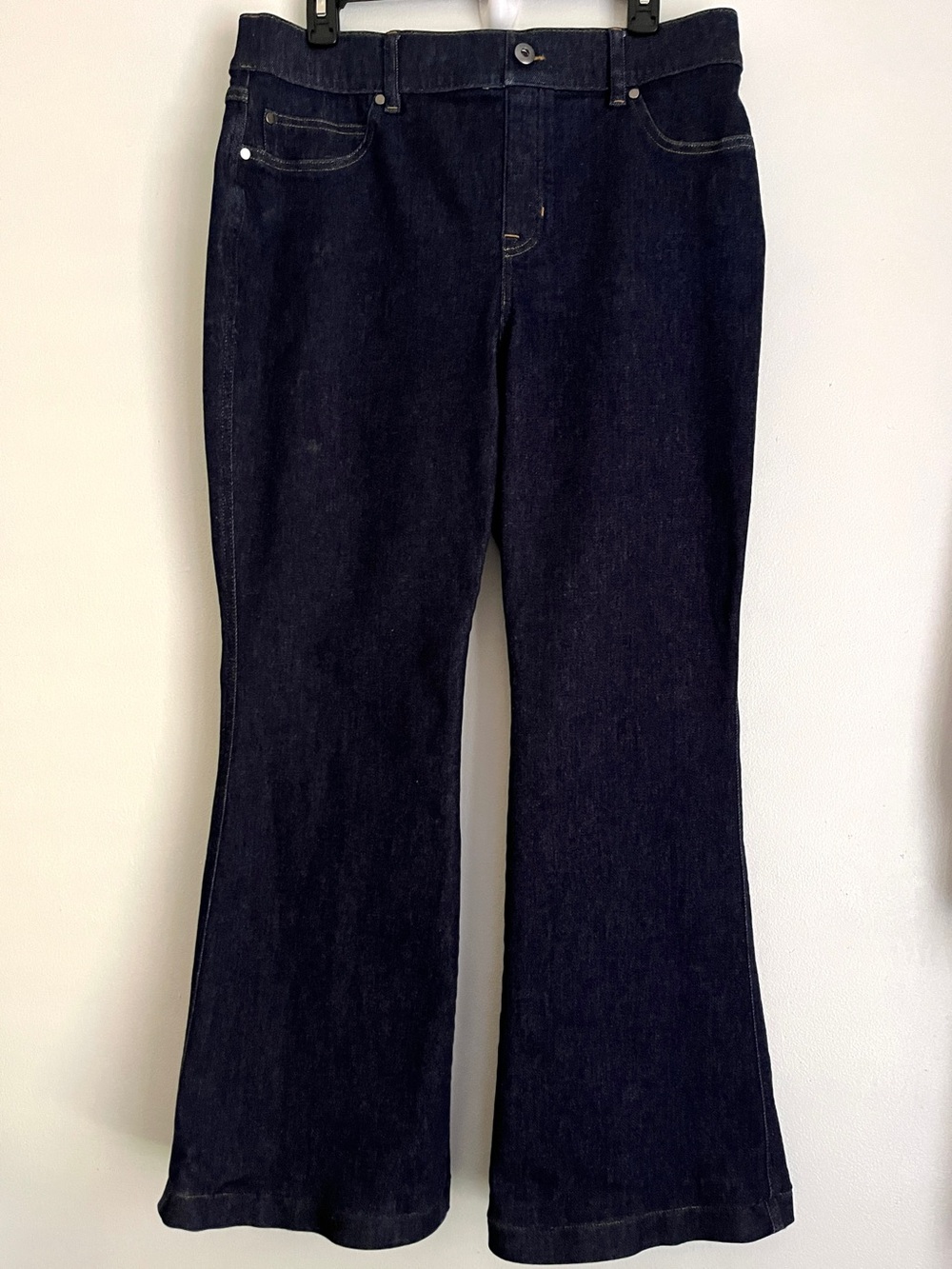 Spanx Everywhere High Rise Flare Jeans XL Pull On Dark Wash Casual Classic